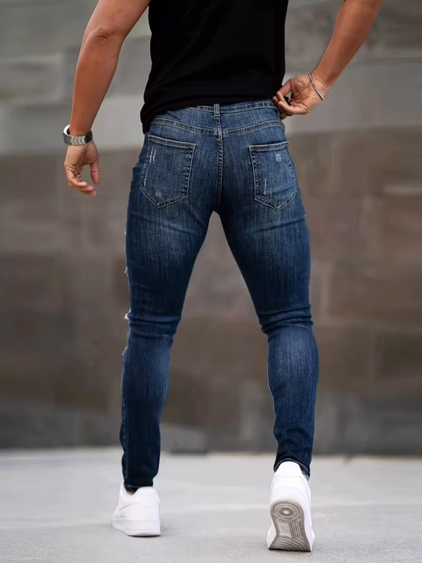 Pantalon de Mezclilla Roto con parches